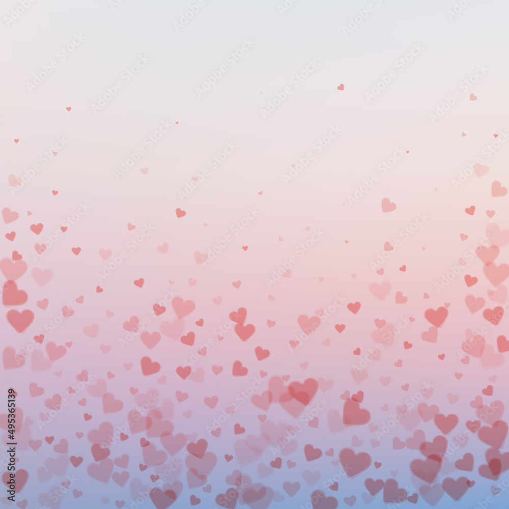 Red heart love confettis. Valentine's day falling