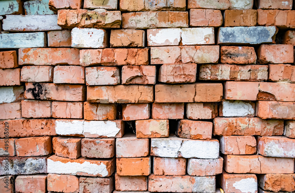 Fototapeta premium Beautiful texture old brick from big wall block