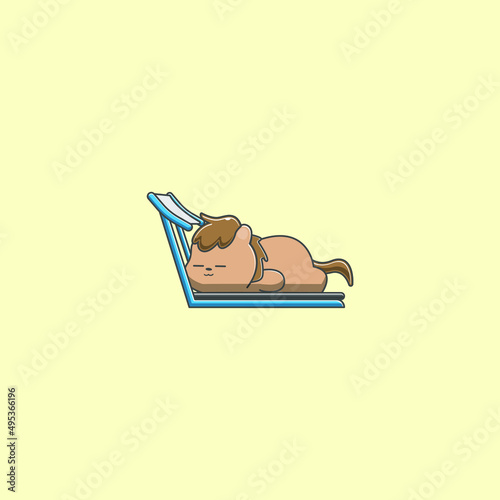 horse sleeping on the treadmill