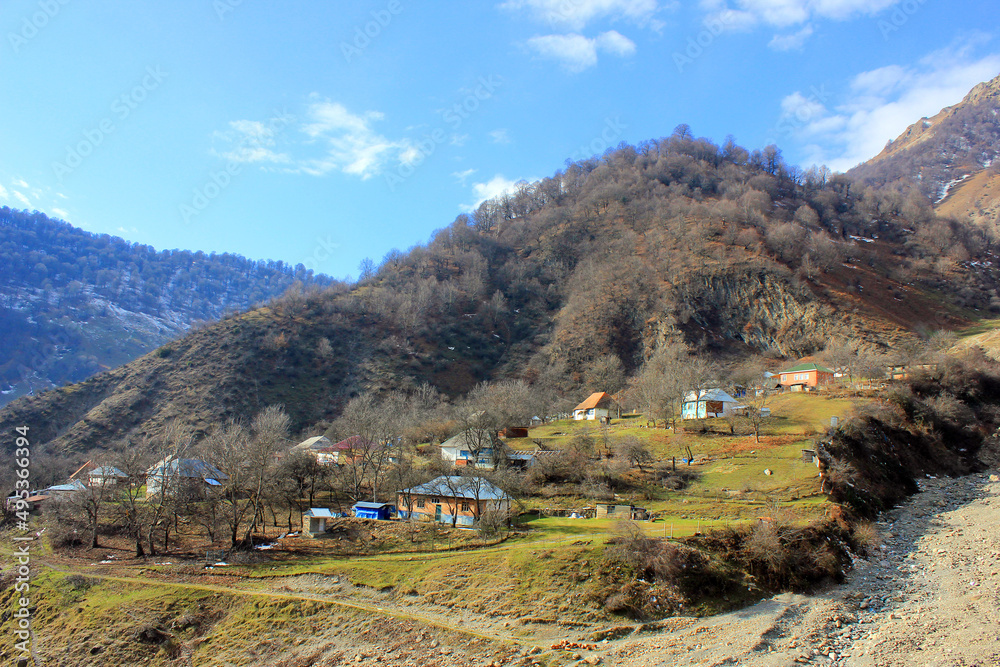 Small village in the mountains. Laza village. Gabala. Azerbaijan.
