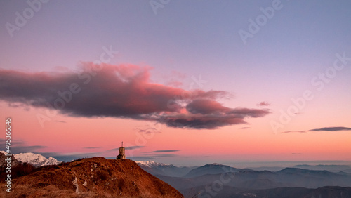 Winter sunset from an alpine peak of Friuli-Venezia Giulia