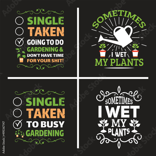 Gardening typographic quotes bundle vector.