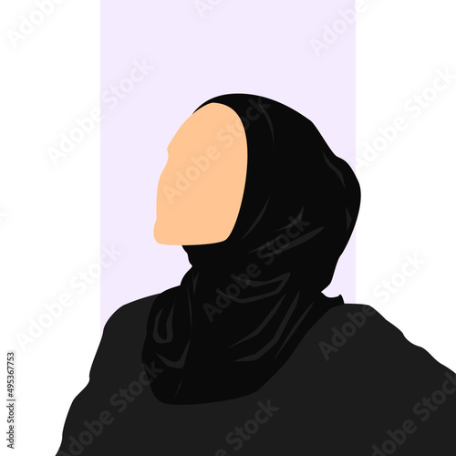 Illustration of beautiful Muslim woman wearing hijab
