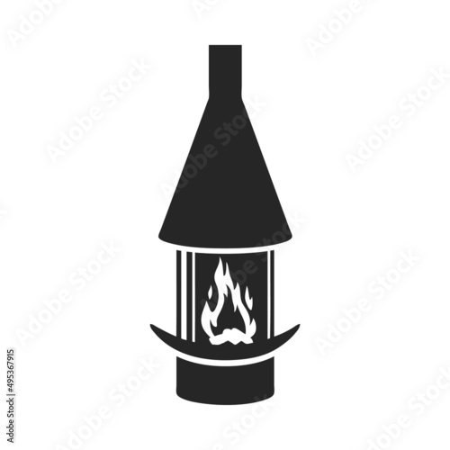 Modern fireplace silhouette icon, vector illustration isolated on white background.