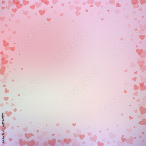 Red heart love confettis. Valentine's day frame sp
