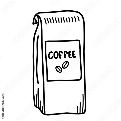 Coffee pack icon. Coffee bean bag outline icon. Flat Vector illustration - Vector