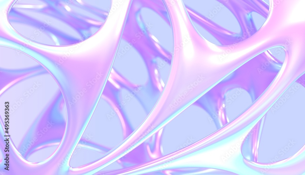 Illustration Abstract Flowing holographic shapes