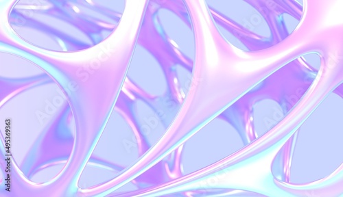 Quadro em tela Abstract holographic background, flowing molten liquid with gradient pearlescent