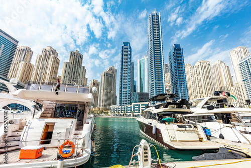 Dubai marina with yachts in UAE © Photocreo Bednarek