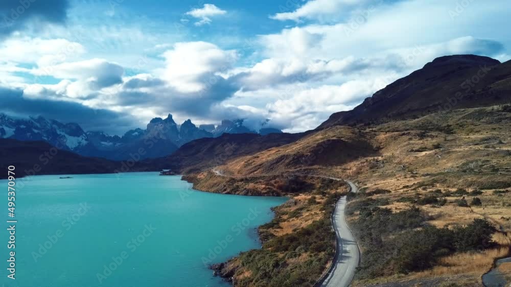 Beautiful aerial panorama of Torres del Paine Park in Chile Beautiful aerial panorama of Torres del Paine Park in Chile