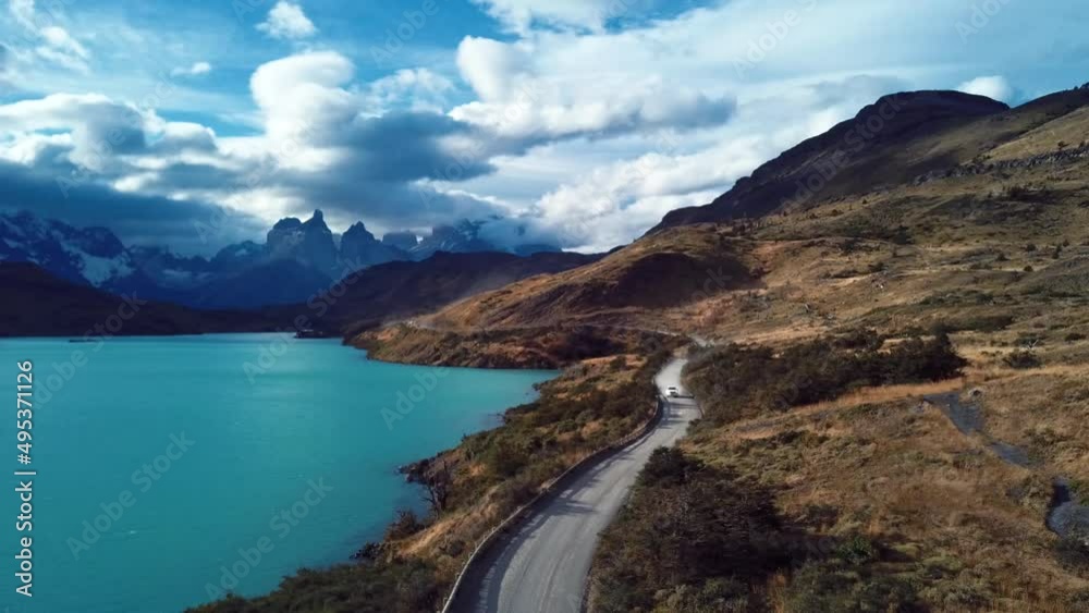 Beautiful aerial panorama of Torres del Paine Park in Chile Beautiful aerial panorama of Torres del Paine Park in Chile