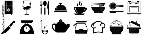 Kitchen vector icons set. cooking illustration symbol collection. Eat symbol or logo.
