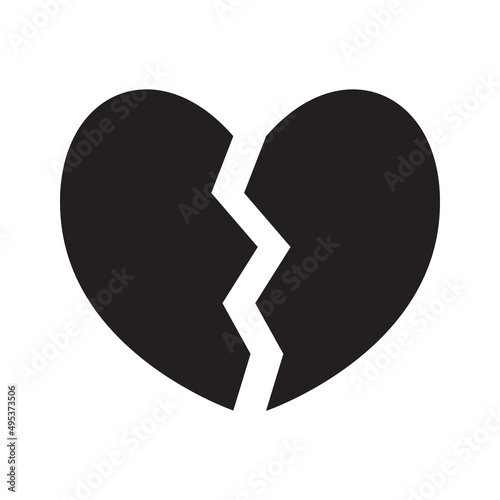 Broken heart symbol vector illustration on a white background