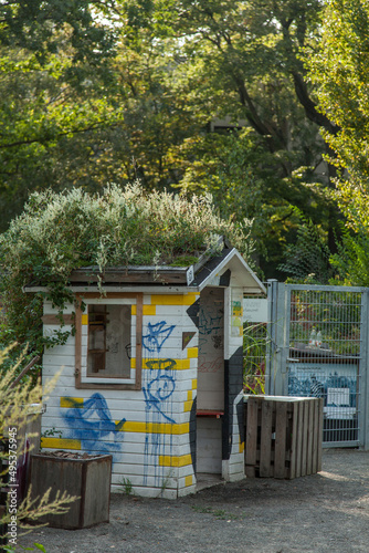 old wooden outhouse 