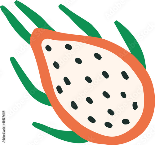 Pitaya or Pitahaya Tropical Fruit Cartoon IIlustration