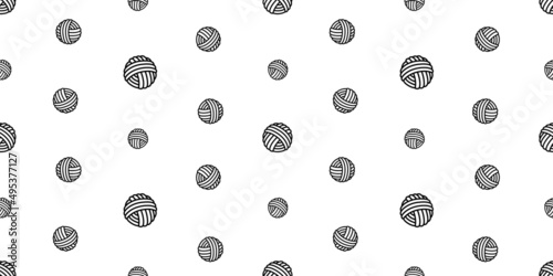 yarn ball seamless pattern cat vector kitten pet breed dog toy cartoon doodle isolated scarf repeat wallpaper tile background illustration design clip art