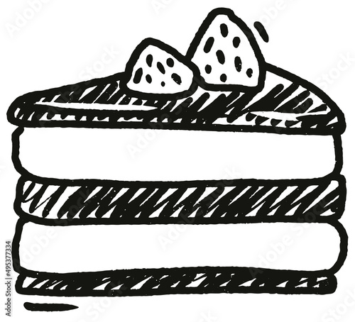 Slice cake doole sketch on white background. Hand drawn Vector illustration photo
