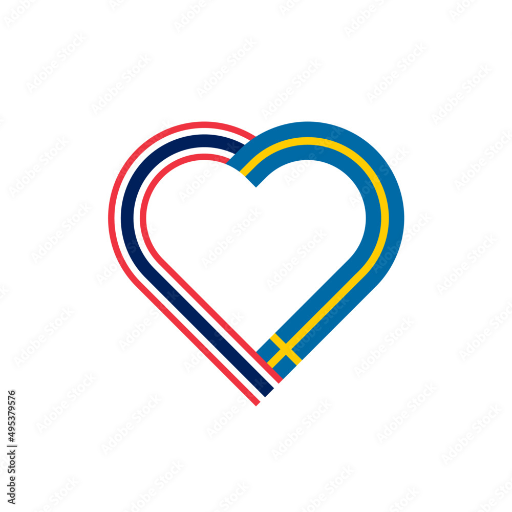 heart ribbon icon of thailand and sweden flags. vector illustration isolated on white background heart ribbon icon of thailand and sweden flags. vector illustration isolated on white background