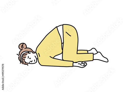 悩む、落ち込んでるイラスト(落ち込む、ガッカリ、無気力、ストレス、怠惰、疲れ、失敗、倦怠感、やる気が出ない、忙しい) An illustration that worries me and makes me depressed.Depression, disappointment, lethargy, stress, laziness, fatigue, failure, fatigue.