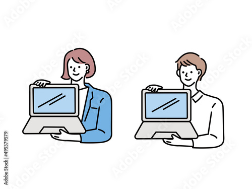 ビジネス イラスト(男女、見積、上司、先輩、相談、調査、アンケート、おすすめ、契約、プラン、セールス、パソコン、サービス) Business illustrations .investment, negotiation, questionnaire, sales, finance, contracts, plans, sales, personal computers, services