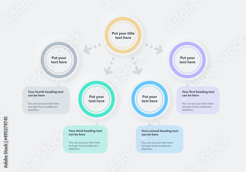 Simple process diagram template with four colorful stages. Easy to use for your website or presentation.