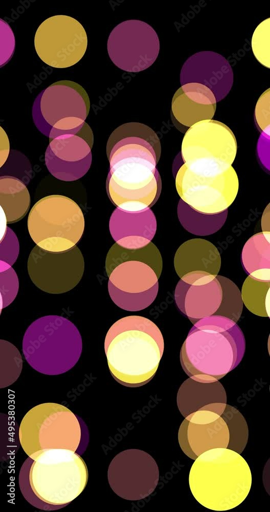 Sparkling circles and bright lights. Bokeh effect background. Wallpaper with abstract bright animation