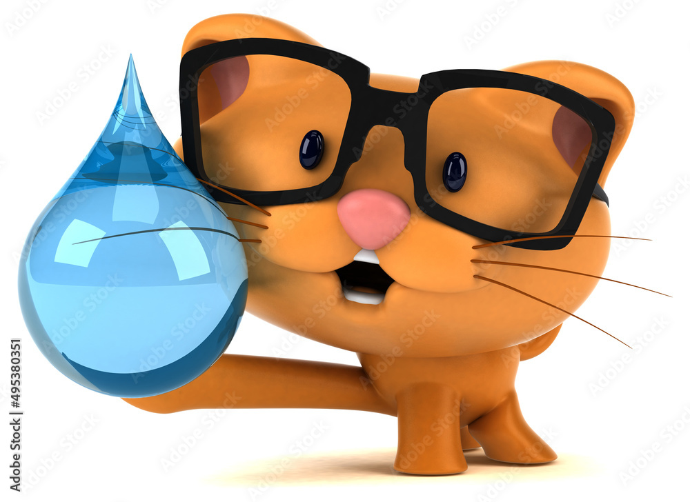 Naklejka premium Fun cat - 3D Illustration