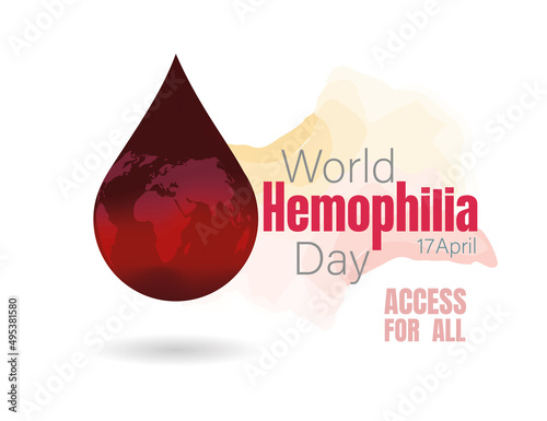 World Hemophilia Day vector background. Awareness poster with red blood drop and white background