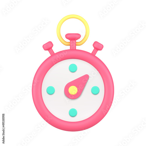 Realistic 3d icon countdown circle clock counter timer fast time measurement vector illustration