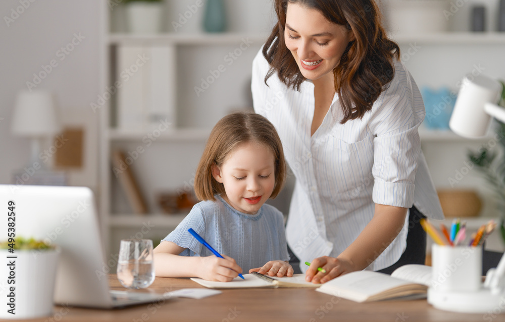 Girl doing homework or online education. Girl doing homework or online education.