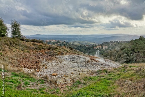 landscape in the mountains , image taken in Follonica, grosseto, tuscany, italy , larderello desert photo