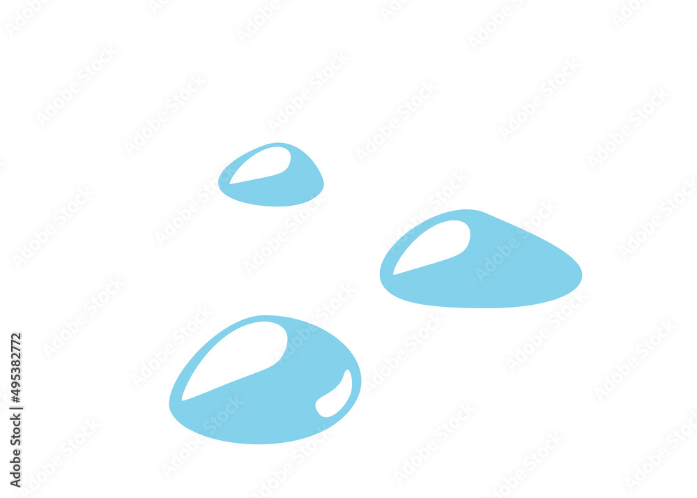 Water drops vector background in simple flat style isolated on white backdrop. Aqua icon graphic design