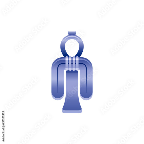 Tyet knot or girdle of Isis, Isis goddess symbol. Acient Egyptian icon, geometric ornament decoration from ancient Egypt art. Cartoon 3d realistic historical vector illustration isolated on white