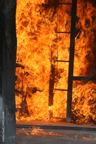 Vasylkiv oil terminal near Kyiv, Ukraine destroyed after missile strike, refinery fire. photo