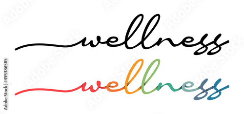Wellness Handwriting Black & Colorful Lettering Calligraphy Banner Vector Illustration. photo