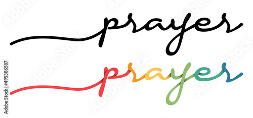 Prayer Handwriting Black & Colorful Lettering Calligraphy Banner Vector Illustration.