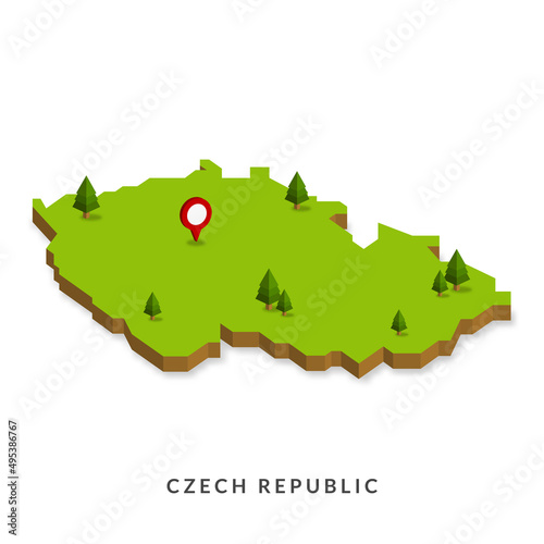 Isometric Map of Czech Republic. Simple 3D Map. Vector Illustration - EPS 10 Vector