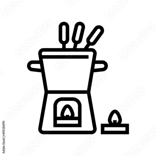 candlelight fondue pot line icon vector. candlelight fondue pot sign. isolated contour symbol black illustration