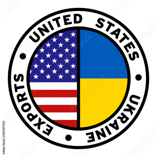 Round United States Ukraine Exports Flag Clipart