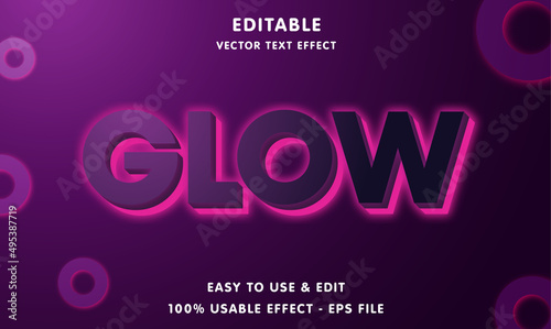glow editable text effect with modern and simple style, usable for logo or campaign title