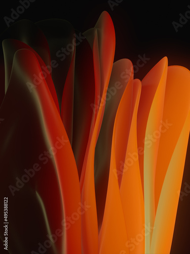 Fluctuating strips of fabric in the wind. 3d rendering trendy background. Abstract geometric shape. Digital illustration