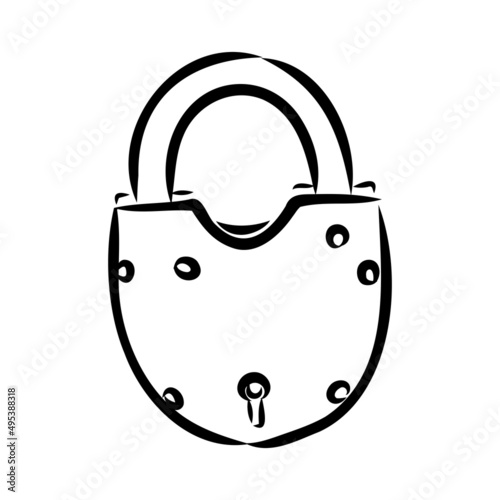vector sketch illustration - padlock padlock vector illustration