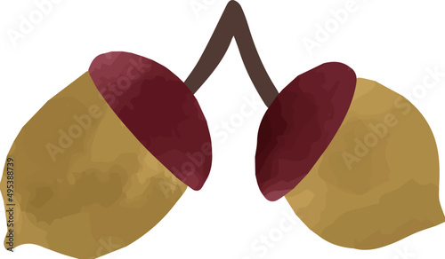 Autumn Branch with Leaves Hand Drawn Illustration