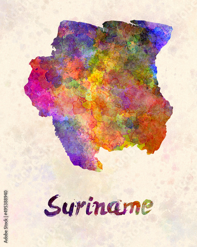 Suriname in watercolor photo