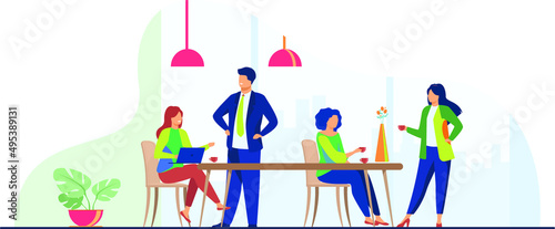 employees-drinking-coffee-meeting-office-kitchen | 