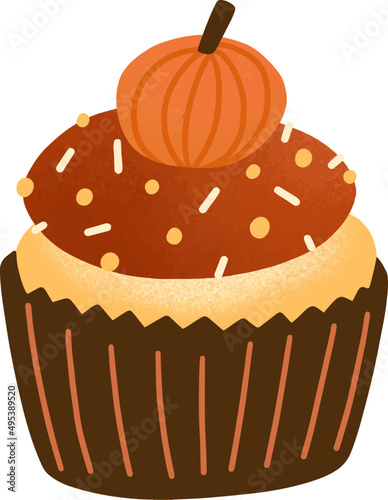 Pumpkin Muffin Colored Illustration