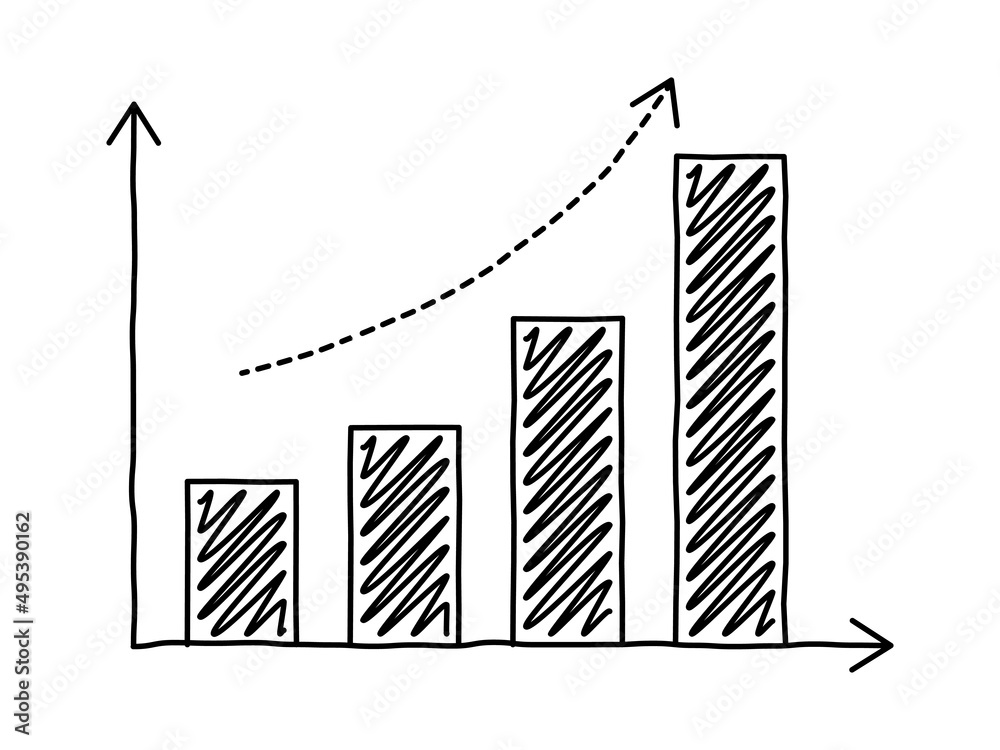 Doodle drawing growth bar chart Stock Vector | Adobe Stock