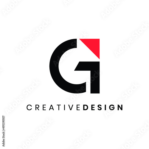 Creative modern letter GI with arrow logo design vector