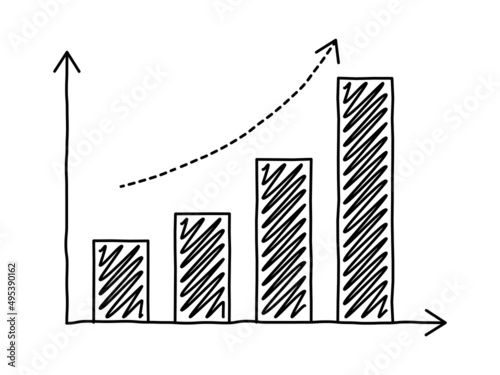 Doodle drawing growth bar chart