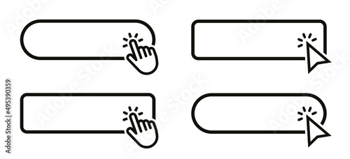 Button with hand an arrow clicking icon set. Mouse pointer. Vector illustration photo